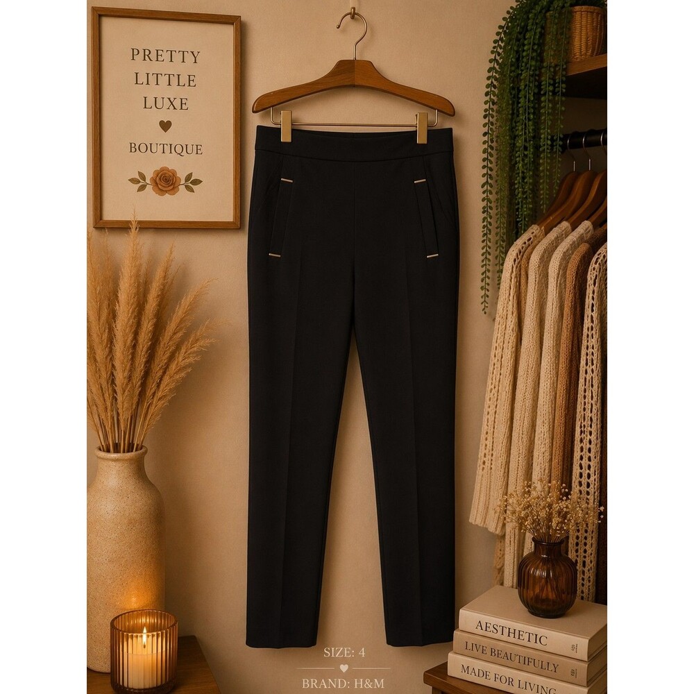 H&M Black Slim Tailored Ankle Pants Size 4